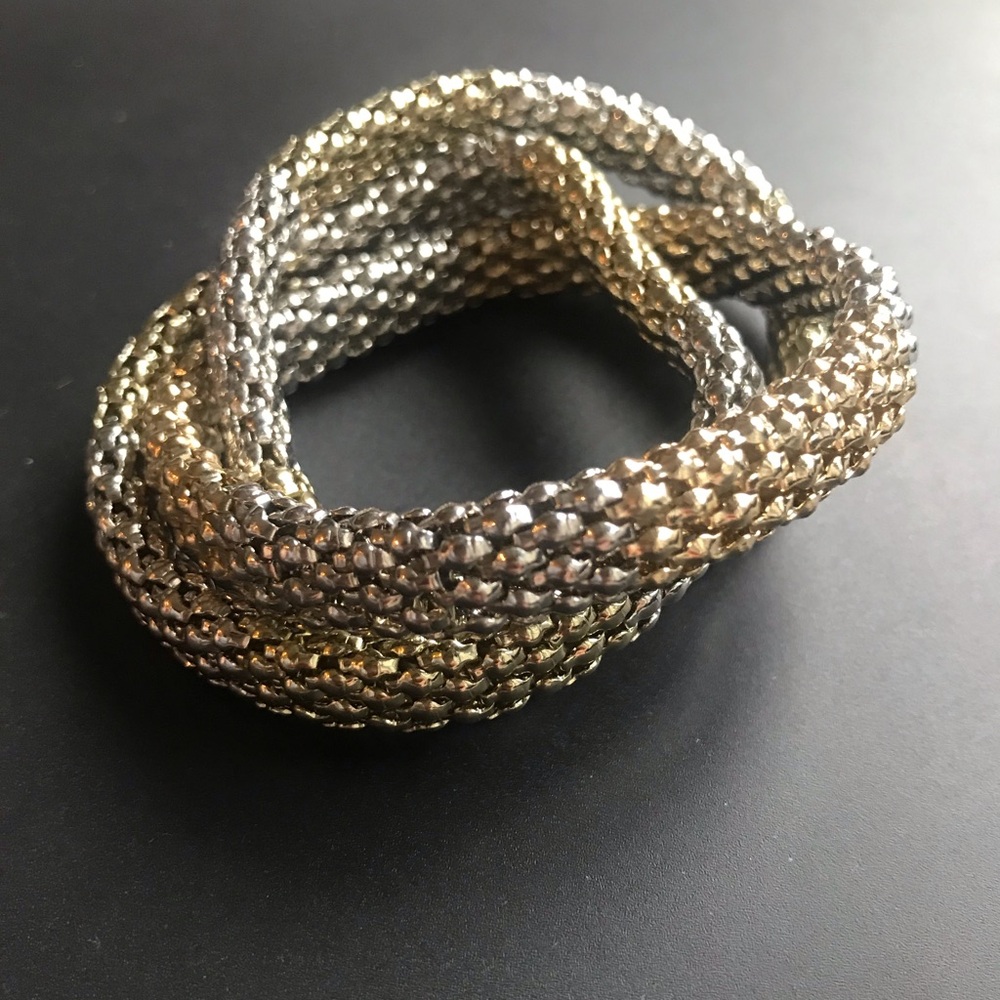 Gold and silver color elastic bracelet